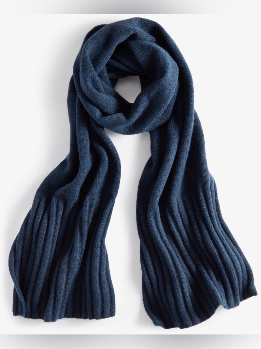 On 34th Women's Wide-Ribbed Solid Knit Scarf, Navy Blue, New $42